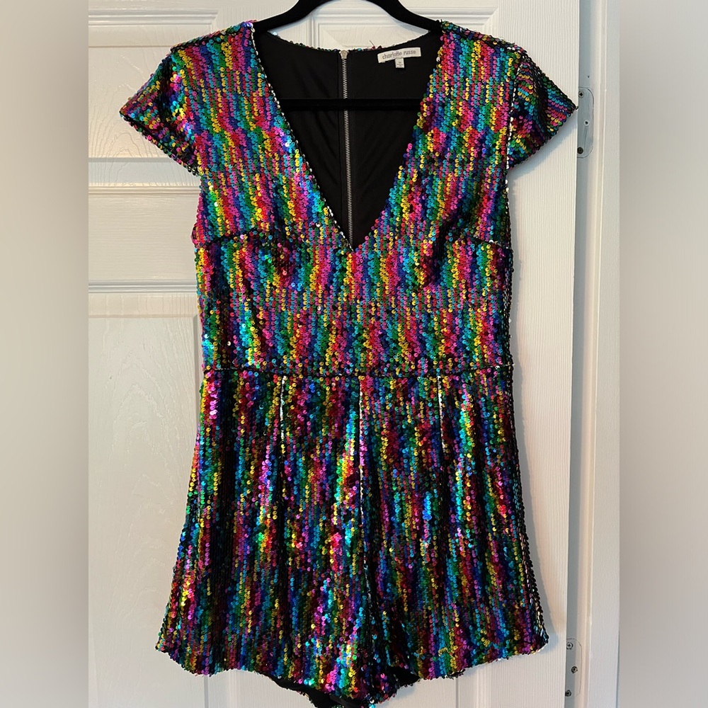 Charlotte Russe | Rainbow sequin romper